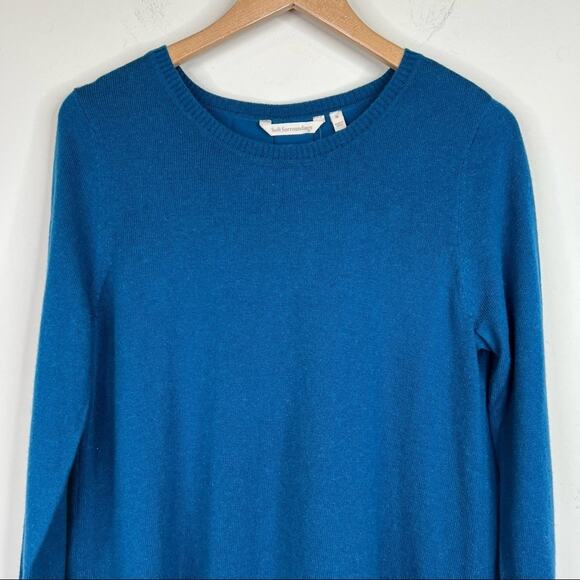 Soft Surroundings Sirena blue rib knit split back pullover tunic sweater M NEW - Picture 2 of 8